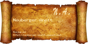 Neuberger Anett névjegykártya